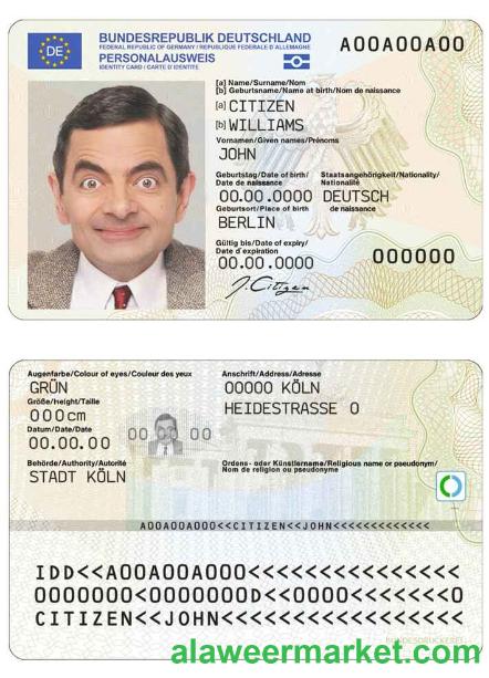 Germany ID template in PSD format, fully editable, with all fonts (2021 – present)